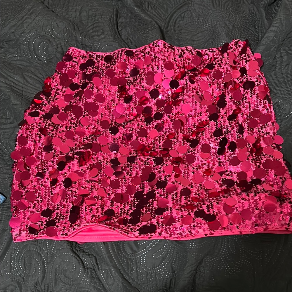 SHEIN Pink Sequin Pencil Mini Skirt